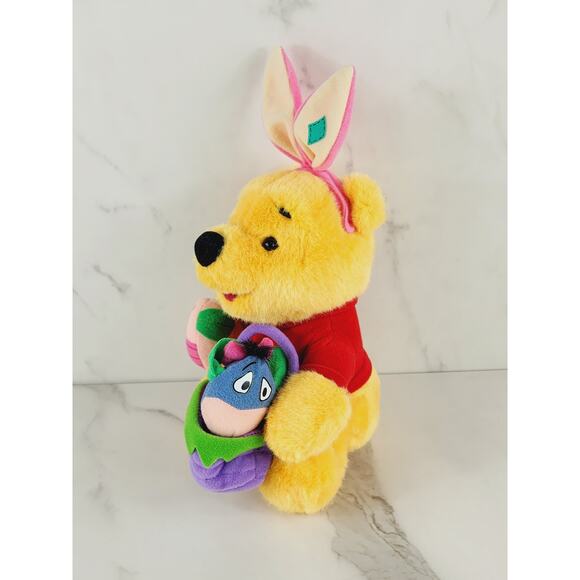 Winnie The Pooh w/ Rabbit Ears Easter Egg Holiday 1999 Soft Plush Toy 13" Vtg - Picture 7 of 16